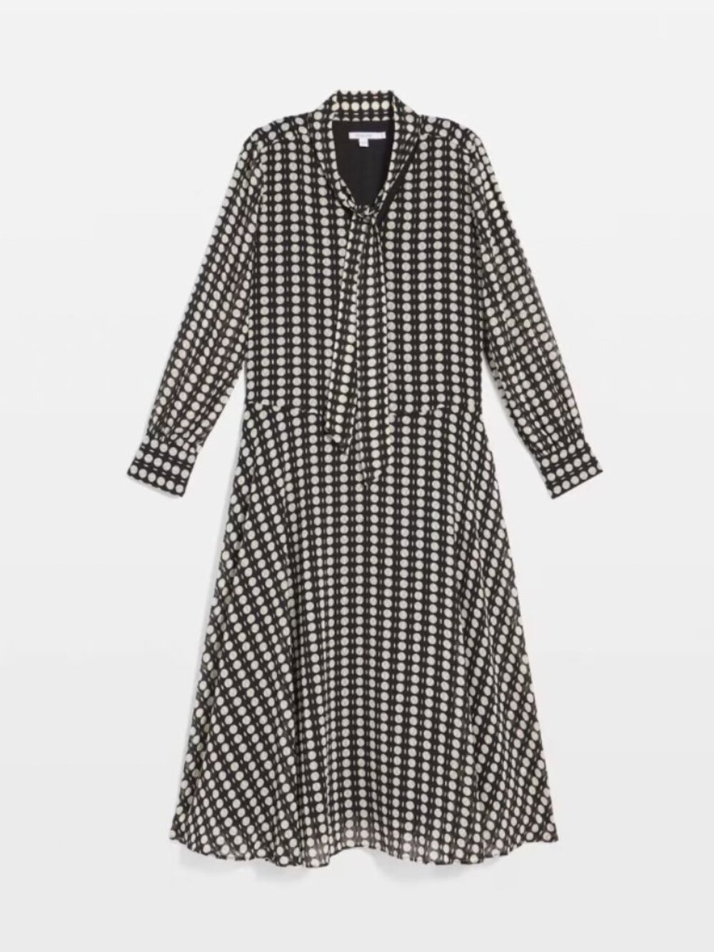 Chico's Black and White Polka Dot Tie-Neck Dress Size 6 NWT Women's